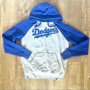 MLB Los Angeles Dodgers Hoodie Sweatshirt Baseball Pullover | Blue & Grey